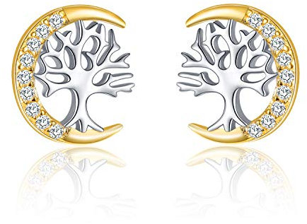 TANGPOET Baum des Lebens Ohrringe für Frauen 925 Sterling Silber Ohrstecker Schmuck Valentinstag Geschenke für ihre Mädchen Freundin Damen Mutter