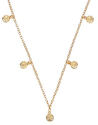 NOELANI Kette mit Anhänger 925 Sterling Silber Damen Halsschmuck, 37+5 cm, Gold, Coin, Kommt in Schmuck Geschenk Box, 2030125