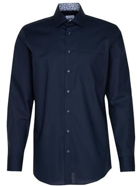 Seidensticker Herren Business-Hemd - Regular Fit - Bügelfrei - Kent-Kragen - Langarm - 100% Baumwolle Dunkelblau 44