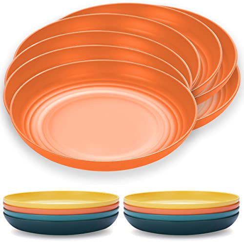 Kyraton 23cm Assiettes Service de Table plastique 8pcs, vaisselle et arts de la table Non fragile et léger Idéal pour voyage, pique nique, intérieur, extérieur, micro ondes sécurité