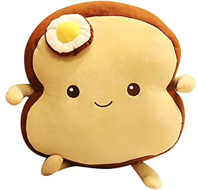 Herbests Toast Geschnittenes Brotkissen,45CM Brotform Plüschkissen Lustige Niedliche Glückliche Plüschpuppe Weiche Gefüllte Puppe Spielzeug Sofakissen für Kinder und Erwachsene Heimdekoration