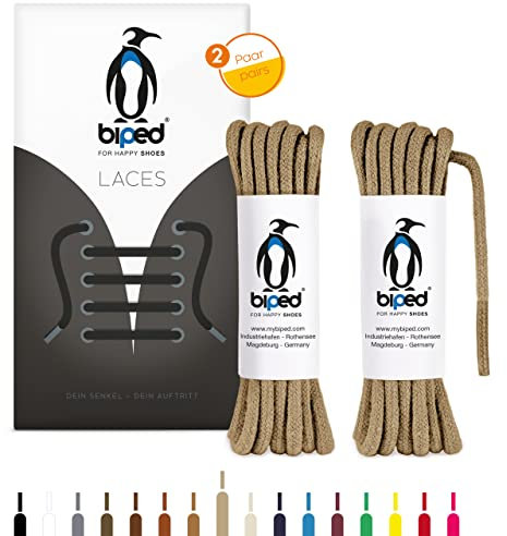 biped LACES 2 pares de cordones redondos de algodón ø 3,5 mm - Cordones de calidad resistentes al desgarro para zapatos de cuero, zapatillas de deporte - fabricados en la UE z2901(beige,75 cm)