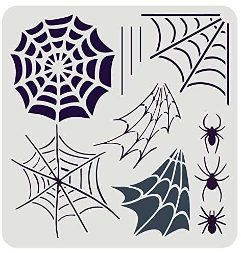 FINGERINSPIRE Spinnennetz Schablone 30x30cm Halloween Spinne und Spinnennetz Stencil Schablonen Spinnen Schablonen zum Malen Dekorationsvorlage auf Wand, Leinwand, Fliesen, Möbeln und Papier