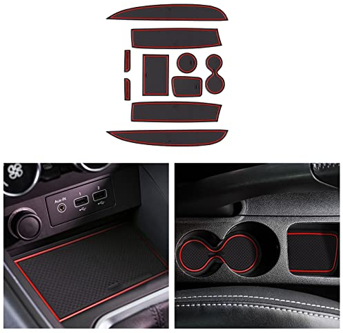 CDEFG Compatible avec Renault Clio 4 2013-2019 Tapis de Protection Anti-poussière Antidérapant Coupe Porte Gobelet Tasse Boîte de Bras Caoutchouc Voiture Console Centrale Accessoire (Rouge)