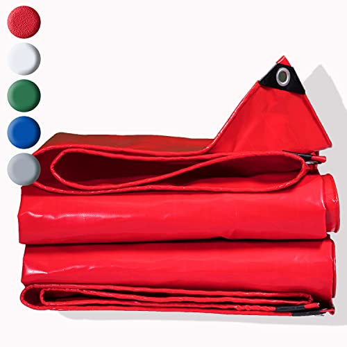 Lona con ojales, 0,5 mm de grosor, de PVC, 3 x 4 m, 500 g/m², impermeable, para barco, para camping, lona de madera, color rojo