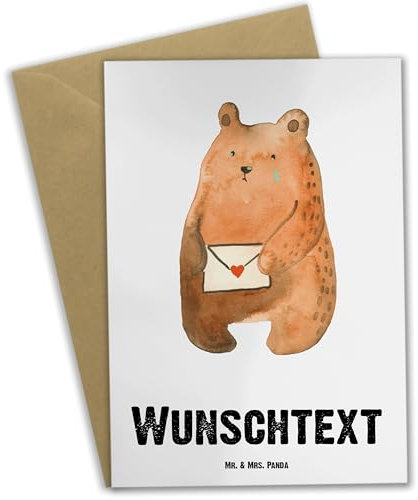 Mr. & Mrs. Panda Personalisierte Grußkarte Bär Vermissen - Personalisierte Geschenke, Grußkarte selbst gestalten, Teddy, Grußkarte selber drucken,