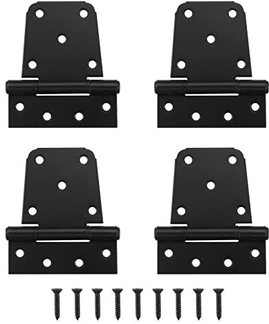 Heavy Duty Gate Hinges 4 Pack, 3.5 Inch Black Shed Barn Door Hinges, Metal Gate Hinges for Wooden Gates Wood Fence Outdoor with Screws, Home Master Hardware