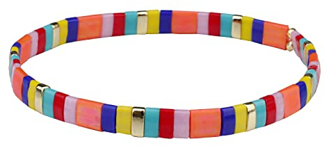 KELITCH Damen Stretch Armbänder Miyuki Tila Perlen Armbänder Regenbogen Strand Armbänder Strand Schmuck