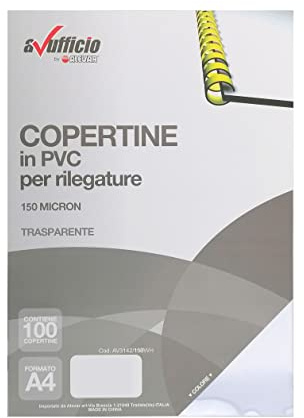 Buchdeckel aus PVC, transparent, A4, 150 Mikron, Farbe transparent, 100 Stück