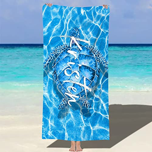 NIBESSER Personalisiertes Strandtuch mit Namen 76x152cm Mikrofaser Strandtuch schnell trocknendes Badetuch Personalisierte Geschenke für den Strand, Reise, Sauna