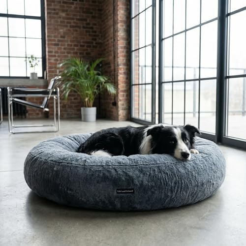EDEL&SCHNELL Ersatz Bezug für Flocke Hundebett Hundebettbezug aus grauem Kuschelplüsch Bezüge für Hundebetten (90 cm)