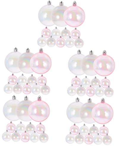 Abaodam 60 Stück Regenbogen-DIY-Ornamente Für Hochzeit Zuhause Baum Hängende Kugeln Durchsichtige Jahresdekoration Schillernde Kunststoffornamente Befüllbare