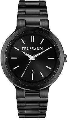 Trussardi Analoge Quarzuhr für Erwachsene mit Edelstahlarmband R2453164001, Schwarz, Sunray, One Size, Armband