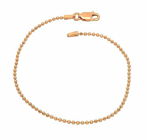 Kauf-mich-weg Kugelarmband 925 Sterling Silber rose vergoldet diamantiert 1,5mm breit Länge wählbar 18 19 20 cm Kugelkette Silberkette Armkette Armband Armkettchen Damen Rosé (18)