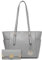 Miss Lulu Handtaschen Schultertaschen Damen, Kunstleder, leicht, große Kapazität, verstellbarer Griff, Hellgrau, 2 Stück, Large