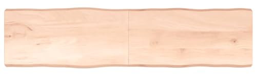 vidaXL Tischplatte, Holzplatte für Tisch Esstisch Couchtisch, Massivholzplatte Handgefertigt mit Baumkante, Ersatztischplatte Scharnierdesign, 200x50x(2-6) cm Massivholz Unbehandelt