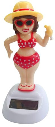 Figurine solaire à tête mobile - Figurine de voiture amusante - Bikini femme - Figurine solaire - Ornement de tableau de bord - Jouet de danse solaire - Jouet de voiture - Hula Girl - Idéal pour