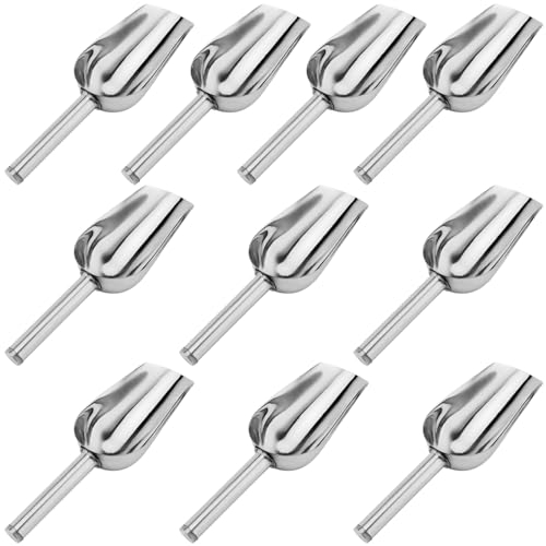 YUENPUN 10 cucharas de hielo, cuchara de acero inoxidable, cuchara pequeña para harina, cucharas multiusos para hielo, azúcar, harina, dulces, alimentos
