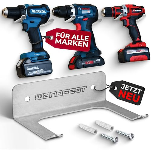 Wandfest® Akkuschrauber Halterung [Für alle Marken] MADE IN GERMANY| Für Makita, Bosch, Einhell, Milwaukee, Dewalt, Festool | Bohrmaschinenhalter