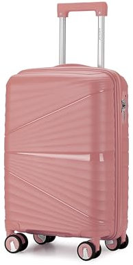 Aerostar Carry-on 20 Lightweight PP Hard Suitcase, Hand Luggage 4 Wheel & TSA Lock, 55x35x20cm | Accepted All Airlines easyjet, RyanAir, British Airways (Rose Gold, 35 litres)