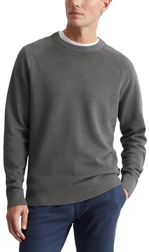 Marc O'Polo Herren Strickpullover aus Bio-Baumwolle mit Rundhalsausschnitt, Grau (Gray Pin), XL