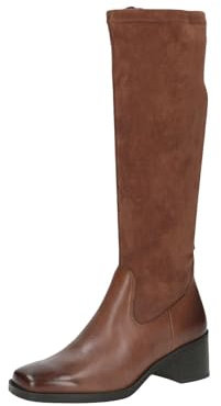 CAPRICE Damen Hohe Stiefel mit Absatz Elegant Bequem, Braun (Cognac Comb), 37.5 EU