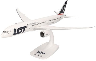 herpa Snap-Fit Modellflugzeug Lot Polish Airlines Boeing 787-9 Dreamliner, Miniatur im Maßstab 1:200, Sammlerstück, Modell mit Standfuß, Kunststoff, Weiß