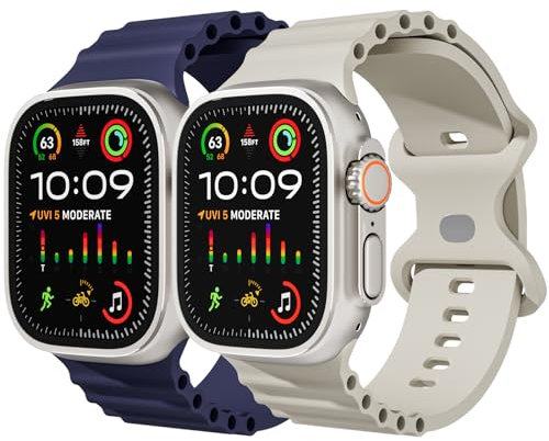 Silicone Ocean Straps for Apple Watch Strap 49mm 45mm 44mm 40mm 41mm 42mm 46mm 38mm Soft Silicone Ocean Loop Sport Strap for iwatch Ultra 2 Ultra Series 10 9 8 7 6 5 4 3 2 1 SE/2