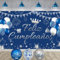 IM ® Pancarta Feliz Cumpleaños en Español medidas 110x180cm de Poliester + 12 globos | Decoración para fiesta de cumpleaños | Cartel Feliz cumpleaños | Photocall | (AZUL-BLANCO)