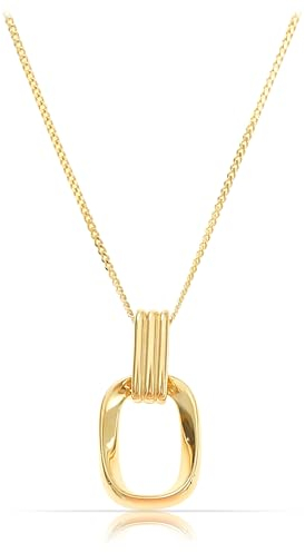 Made by Nami 925 Sterling Silber Halskette Damen Gold mit ineinander verschlungenem Anhänger Geschenk Freundin 40 + 5 cm Länge