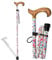 Stützstock aus Aluminium, faltbar, Blumen-Finish und Griff aus warmem Holz, höhenverstellbar 84-92 cm, Gehstock für Tasche oder Koffer nur 30 cm zusammengeklappt (602F)