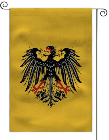 Bandera medieval de jardín con escudo de armas de 12 x 18 pulgadas, bandera de doble cara para patio al aire libre (Sacro Imperio Romano)
