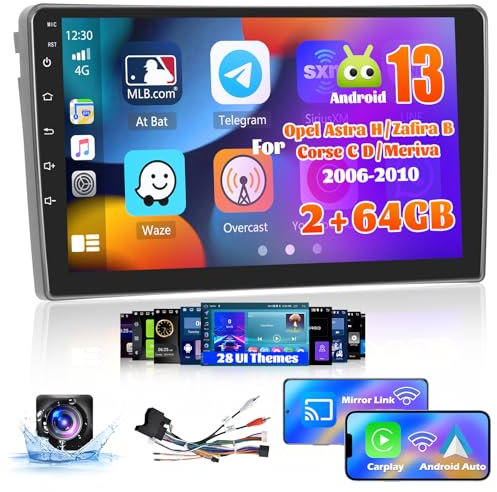 Inefala Android 15 Autoradio per Corse C D/Opel Astra H/Zafira B/Meriva 2006-2010 2 DIN (2+64GB),9 Pollici Schermo con Wireless CarPlay Android Auto FM RDS GPS Bluetooth WiFi Comandi al Volante