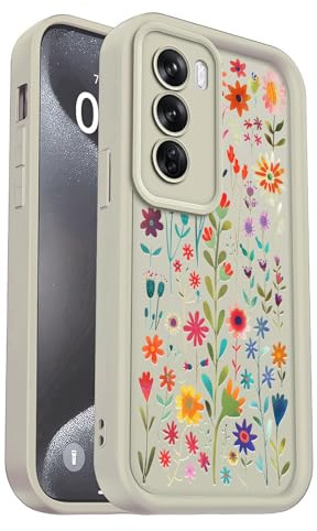 PanXCase Cover per Oppo Reno 12 Pro - Custodia Silicone Sottile Elegant Disegni Morbida Leggera, Protezione Fotocamera Antiurto Antigraffio Case (White,Flowers)