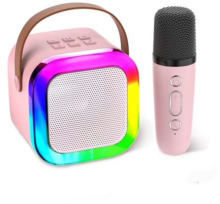 Koolcover Karaoke-Maschine für Kinder Erwachsene, tragbare Kinder-Karaoke-Lautsprecher mit 1 drahtloses Mikrofon, Geschenke für Mädchen im Alter von 4, 5, 6, 7, 8, 9, 10, 12 +Jahr alt Geburtstagsparty