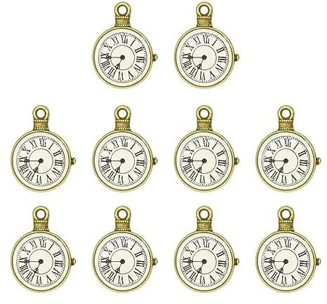 Lurrose 10 Stück Legierungs Anhänger Charm Uhr Emaille Perlen Charms Antike Charms Uhr Emaille Charms Armband Charm Silber Charm Antike Bronze Uhr Anhänger Taschendekoration