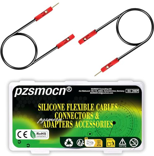 pzsmocn Flexible Silikon Jumper Wire Kabel Steckbrücken 24AWG 20cm，40 Sets/120 Stück für Dupont Steckverbinder 2,54 mm 1-Polig Rot Male-Female Stecker Adapter Solderless Drahtbrücken für Breadboard