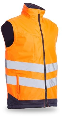 Blackrock Hi-Vis Body Warmer Rail Orange/Navy Padded Gilet, Hi Viz, For Mens Womens Unisex, Fleece, Gillette, Workwear, Warm, Gillet, Waterproof Shell & Windproof, Quilted Bodywarmer, Size XL