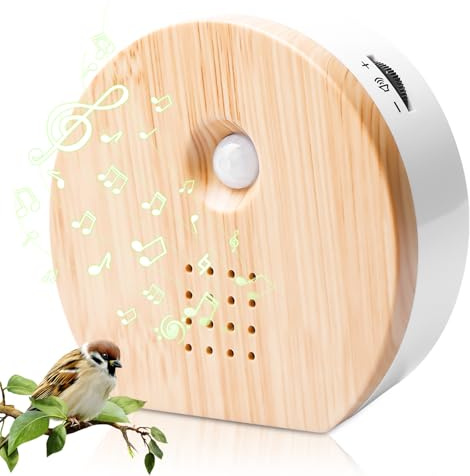 Vogelgezwitscher Box Bewegungsmelder mit Wandhalterung, Naturgeräuschebox Vogel Gesang mit Entspannender Vogelgesang Waldquelle, Naturgeräusche Soundbox Vogelzwitscher (Runden)