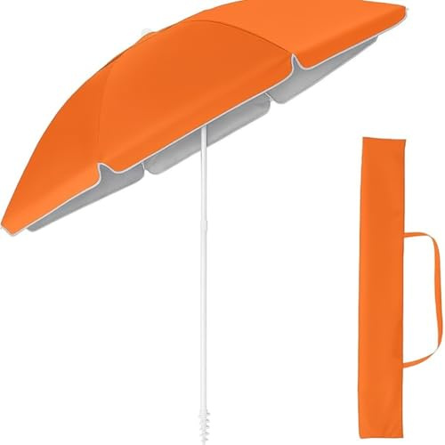 TUOLON Ombrellone Da Spiaggia 180CM Grande Ombrellone Bastone Ø32 Mm Anti Uv 50+ Ombrello Parasole Da Esterno Con Palo Inclinabile In Alluminio Portatile Con Sacca In Tessuto - Arancione