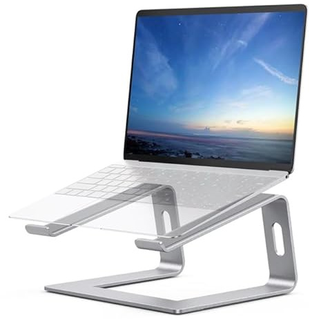 Kaizen Aluminum Laptop Stand – Ergonomic, Removable & Ventilated Holder for 10–15.8 Devices (Silver)