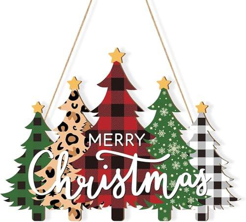 Holzschilder Weihnachten, 12,3 Zoll * 8,9 Zoll Merry Christmas Holzschild, Holzschilder Weihnachten, Weihnachte Türschild, Weihnachtsdeko Schild, Weihnachtstür Dekoration/A
