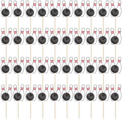 40 Stück Beidseitig Bowling Cupcake Toppers für Kinderparty