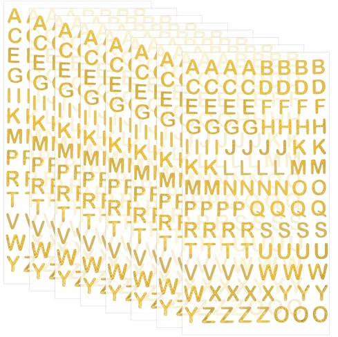 8 Sheets Gold Letter Stickers Gold Glitter Alphabet Sticker Self Adhesive Vinyl Letter Stickers Capital Letters or Gift Scrapbooks Greeting Cards Arts Craft