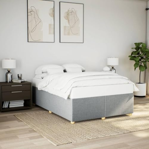 Holamys Bettgestell ohne Matratze Hellgrau 160x200 cm Stoff, Robustes Polsterbett mit Lattenrost, skandinavisches Design für Schlafzimmer, bequemes Möbelstück