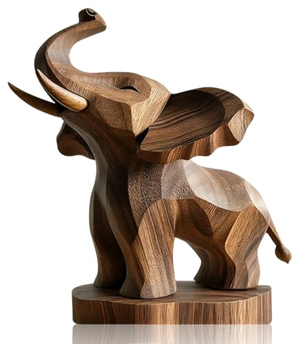 LUMIREX Elefanten Deko Holz, Glücksbringer Holzfiguren, 2D Flache Farbige Elephant Dekofiguren, Holzfigur im Schlafzimmer, Gemütliche Deko für Wohnzimmer Bücherregal Büro, Eefant Geschenk