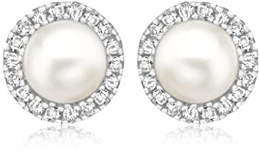 Tuscany Silver Damen Ohrstecker Rhodiniert Sterling Silber Weiß Zirkonia China Zuchtperle