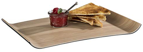 APS 84599 Tablett „Frida, Servicehelfer, beige-schwarzes Tablett aus Melamin, 26 x 35,5 cm, 3 cm Höhe