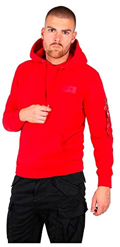 ALPHA INDUSTRIES Herren Back Print Hoody Kapuzensweat Kapuzenpullover, Speed Red, L