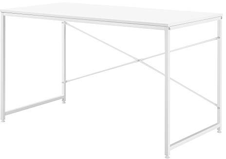 Poste de Travail Bureau d'Ordinateur Table de Bureau Gaming Étude Pieds en Métal Plateau de Table MDF 16 mm 120 x 60 x 72 cm Couleur Blanc
